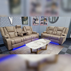 Orlando 3+2 Electric Recliner Sofa Set Mocha Aire Leather - Furniture Direct Online