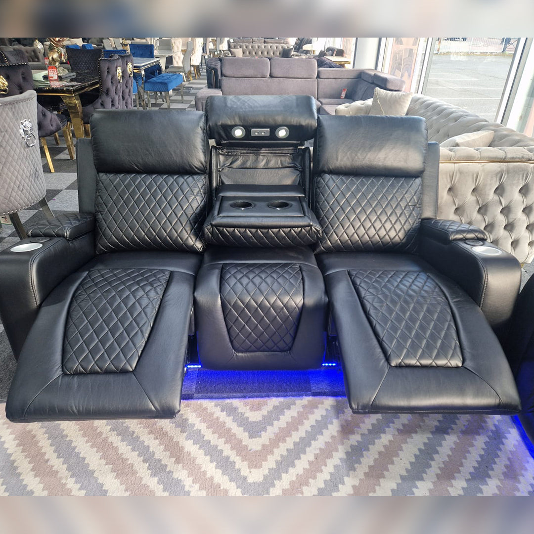 ENV Florida Electric Recliners 3+2 Seater Leather Sofa (Black, Grey, Brown) Blutooth Speakers/LED LIGHTS/WIRELESS CHARGER