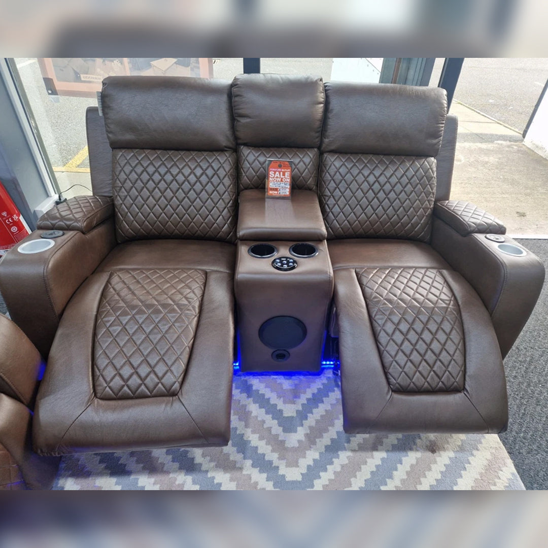 ENV Florida Electric Recliners 3+2 Seater Leather Sofa (Black, Grey, Brown) Blutooth Speakers/LED LIGHTS/WIRELESS CHARGER